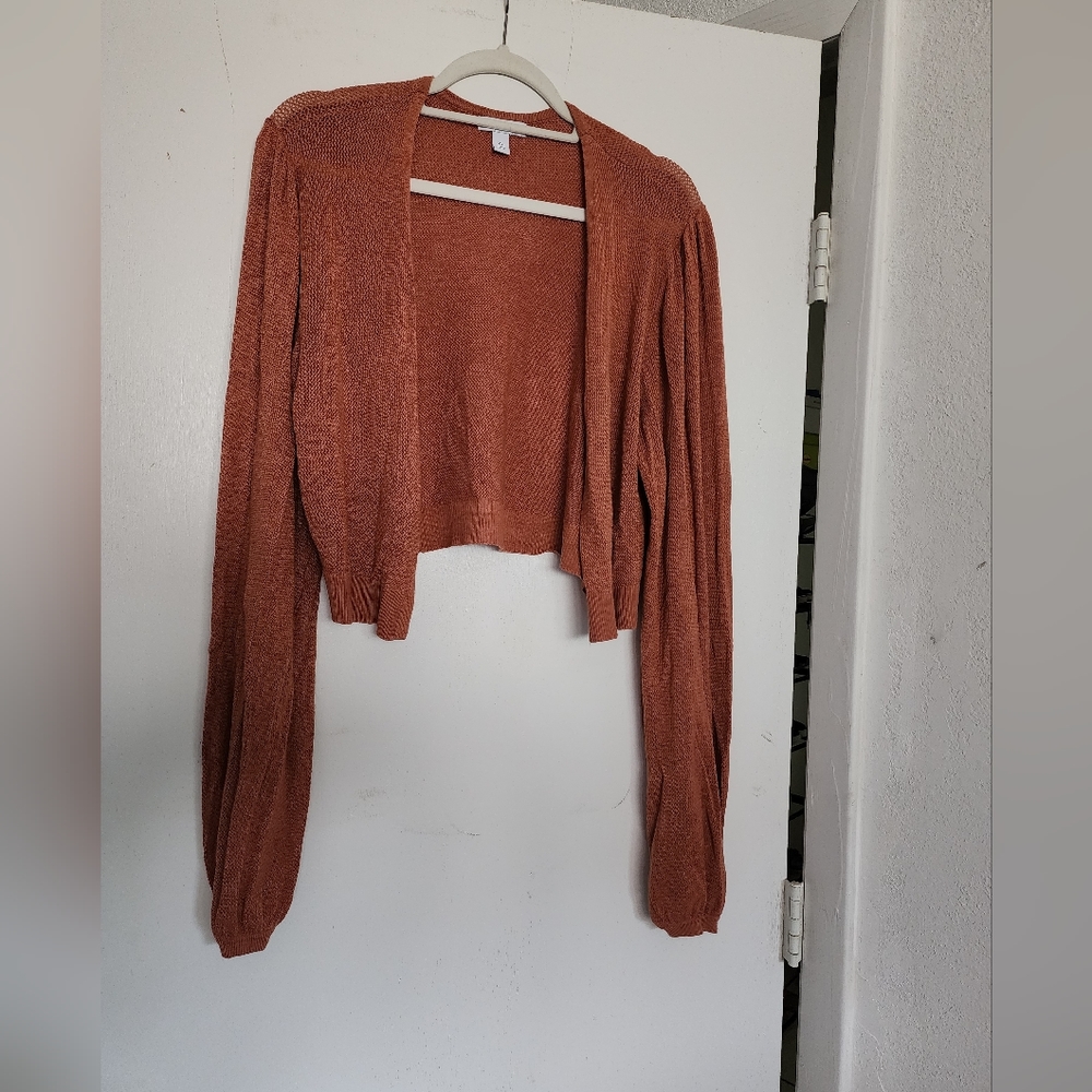 Nine West Balloon Sleeve Crochet Cardigan